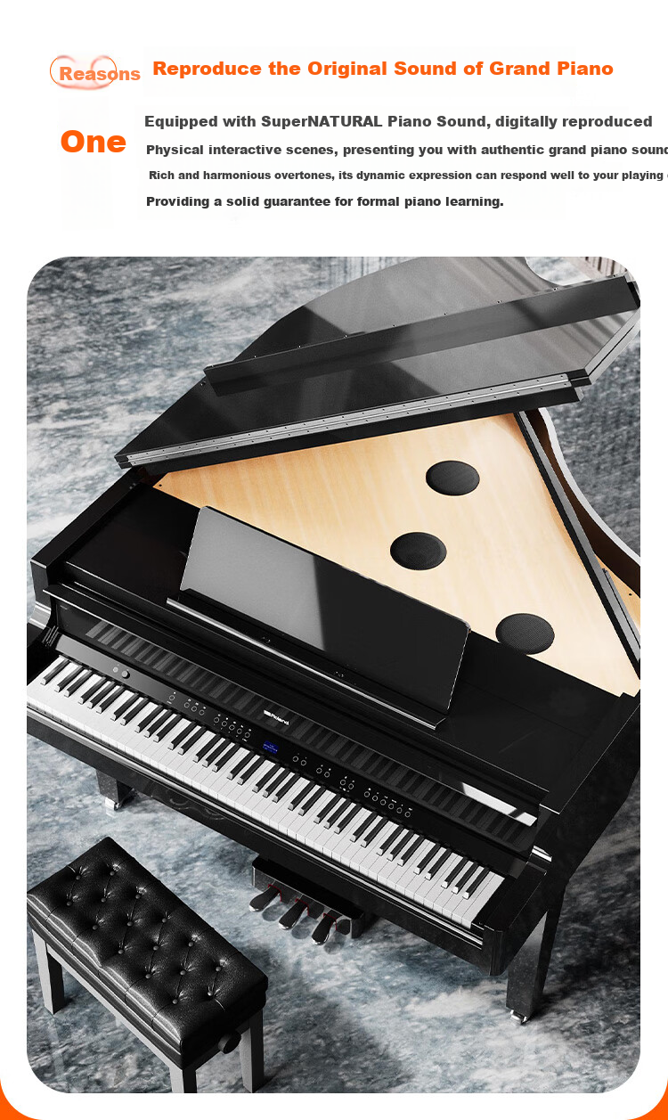 Roland Digital Piano F107, Black, Original Import, Intelligent 88-Key Weighted Hammer Action, Professional Adult Home Upright Digital Piano 2
