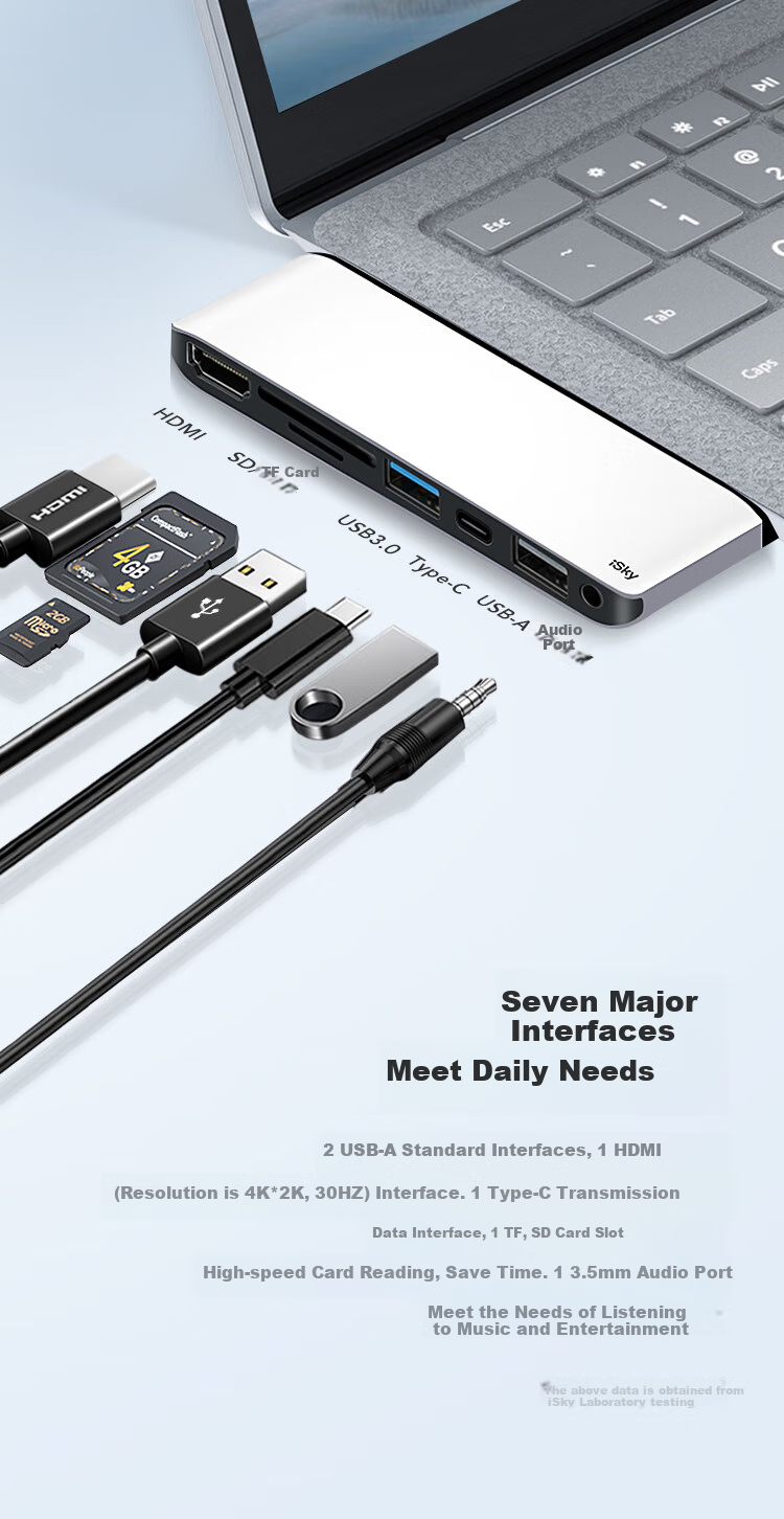 Isky Microsoft Laptop 1/2 Docking Station to HDMI 4K HD Connector, USB 3.0 High-Speed Adapter, Surface-Specific Docking Station, Seven-In Three-Out 3