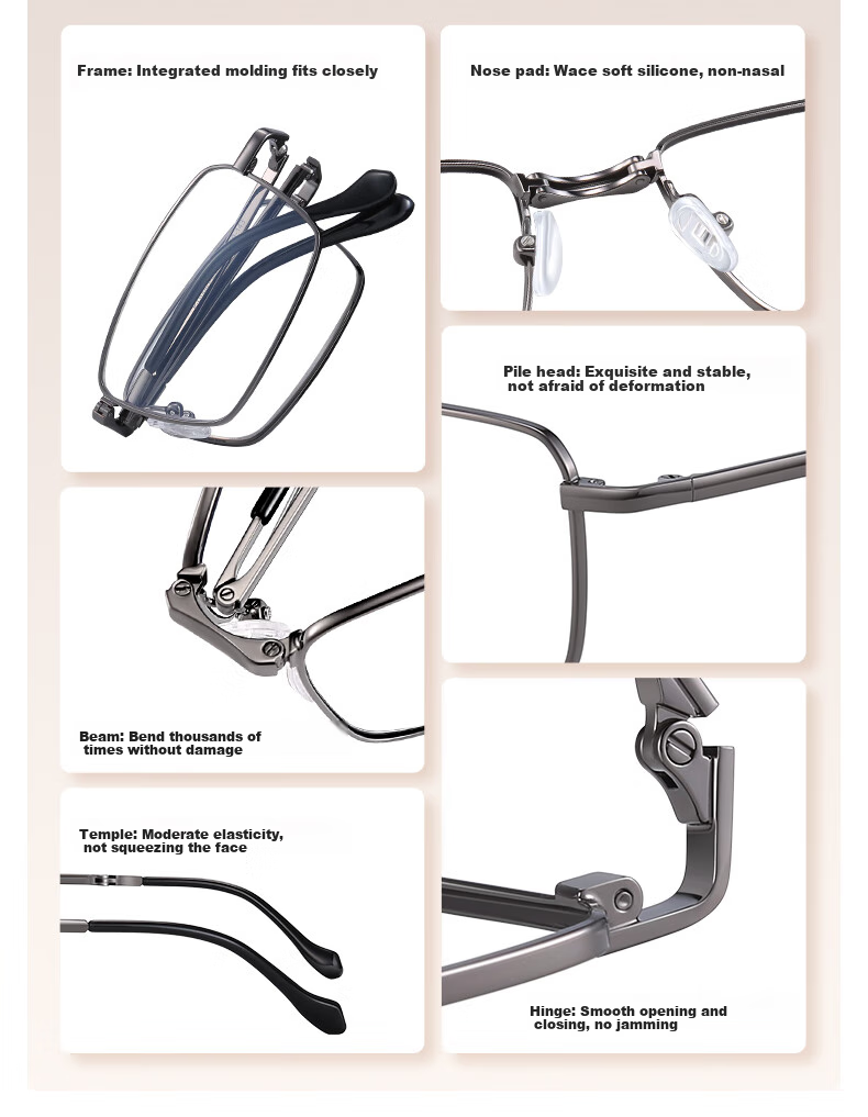 Pulais Reading Glasses for Men And Women, Japanese Import High-Definition Foldable Reading Glasses Authentic 10001 Gold 250 Degrees 19