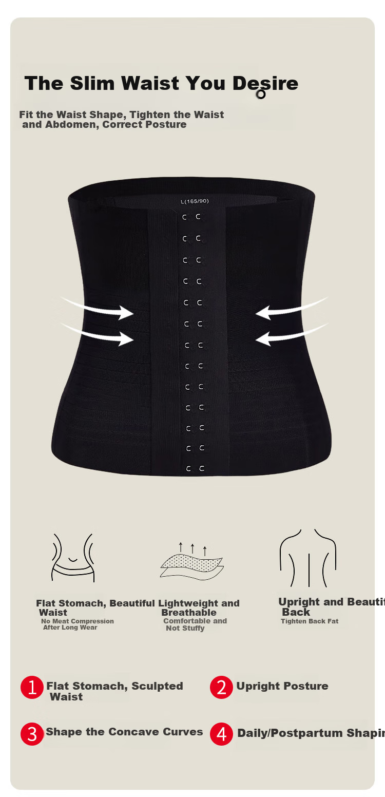 FitonTon Waist Trainer for Women, Shaping Waistband, High Elasticity Postpartum Body Shaper, Adjustable Button-Up Tummy Control Belt 5