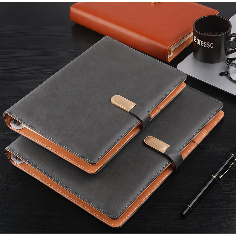 Zhongjian Stationery B5 Loose-Leaf Notebook Brown Leather Cover Office Business Journal Work Notes Diary Meeting Record Customizable Logo 8