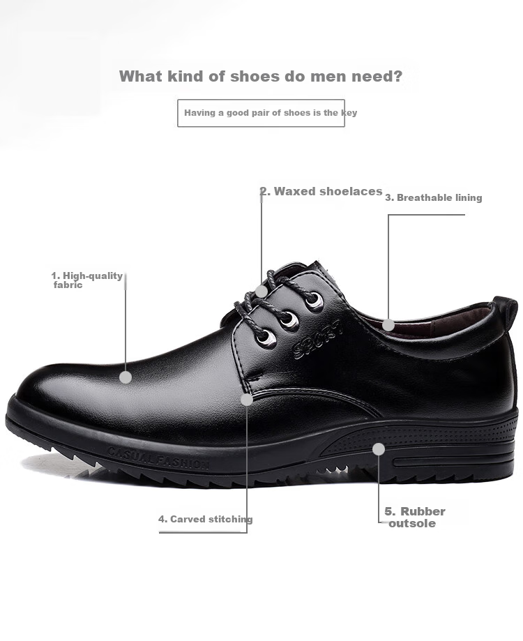 BEIOUTU Men's Business Casual Leather Shoes, Formal Comfortable Low-Top Lace-Up British Style Men's Shoes, 581 Black, Size 43 2