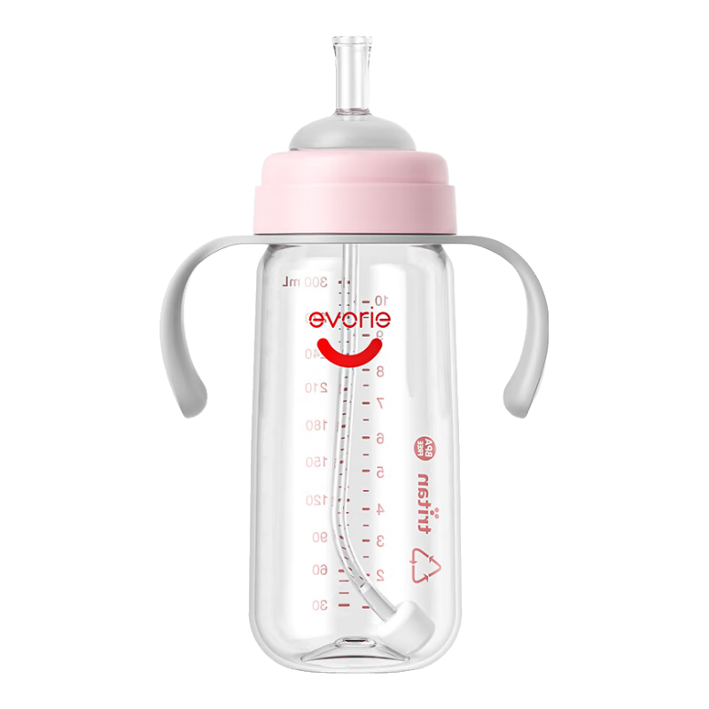 Evorie Wide-Mouth Tritan Baby Bottle for Toddlers over One Year Old, Drop-Resistant Nipple Bottle for Weaning