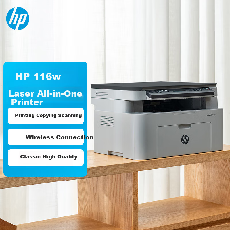 HP 116w Laser Wireless Printer, Multifunction Home Office Printer, Wireless Printing, Copier Scanner All-In Black And White (1136w Refreshed Version)