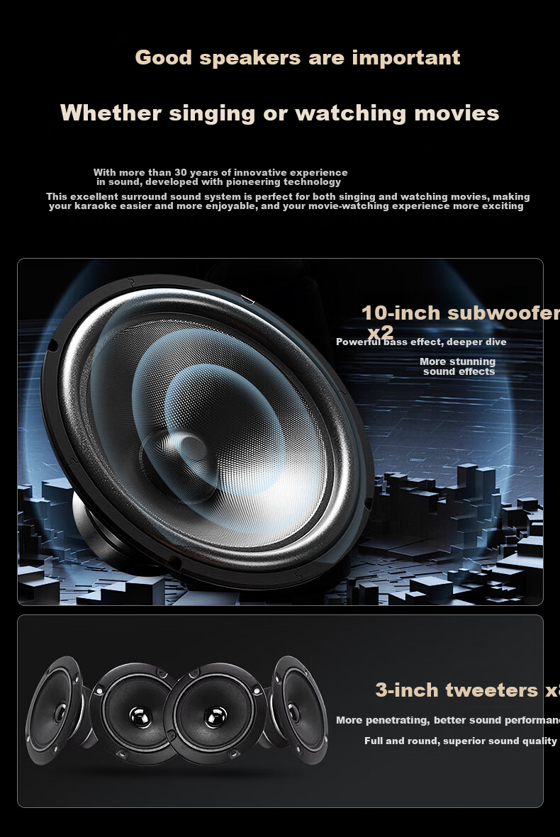 BBS [Annual Bestseller] BK10 Home KTV Sound System Set, Professional Theater Speakers Three-Way Karaoke Singing Complete Equipment for Home Use 6