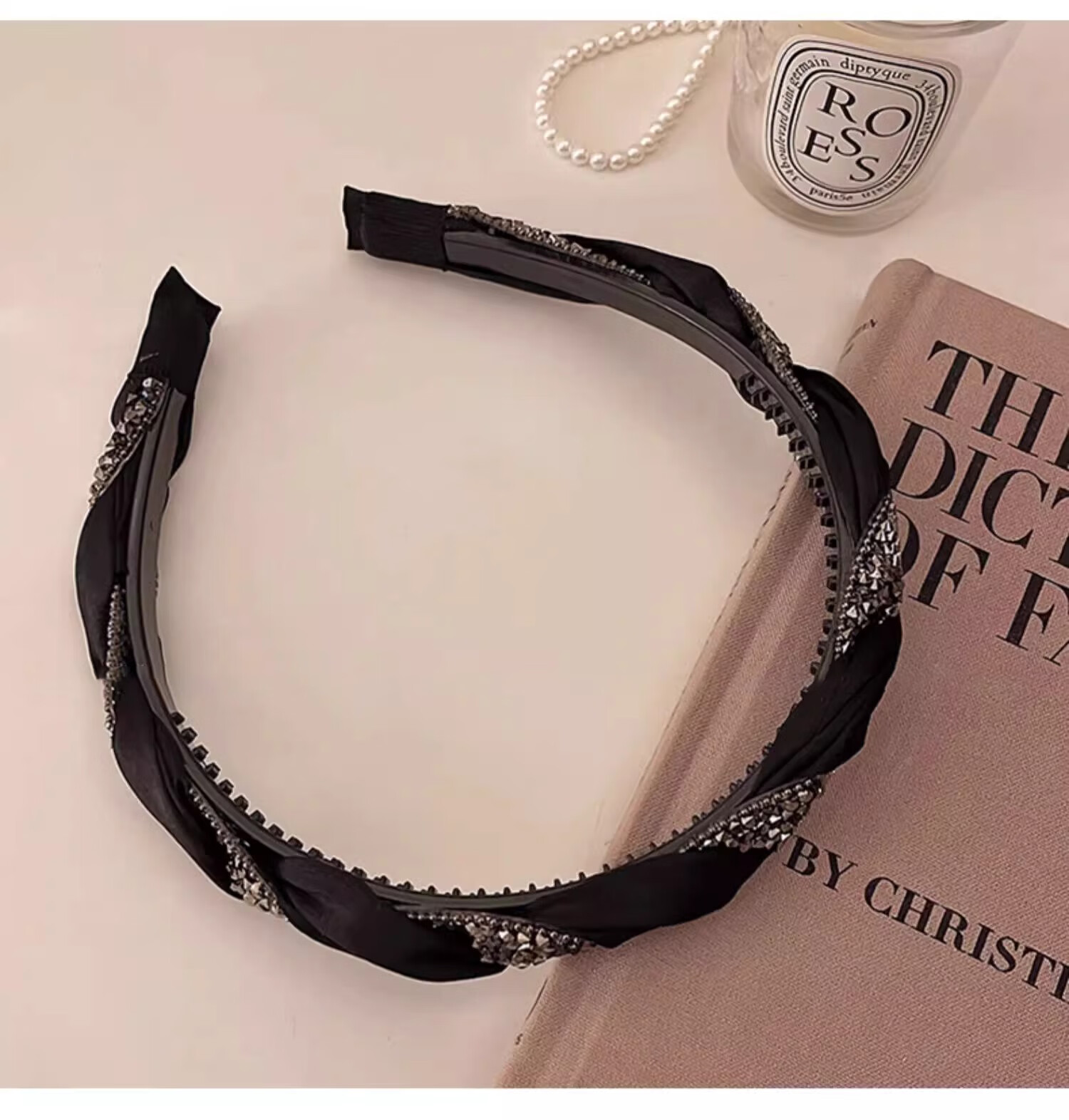 Xiangwan Vintage Rhinestone Headband Black Hair Clip Elegant Women's Headband Mid-Autumn Gift 11