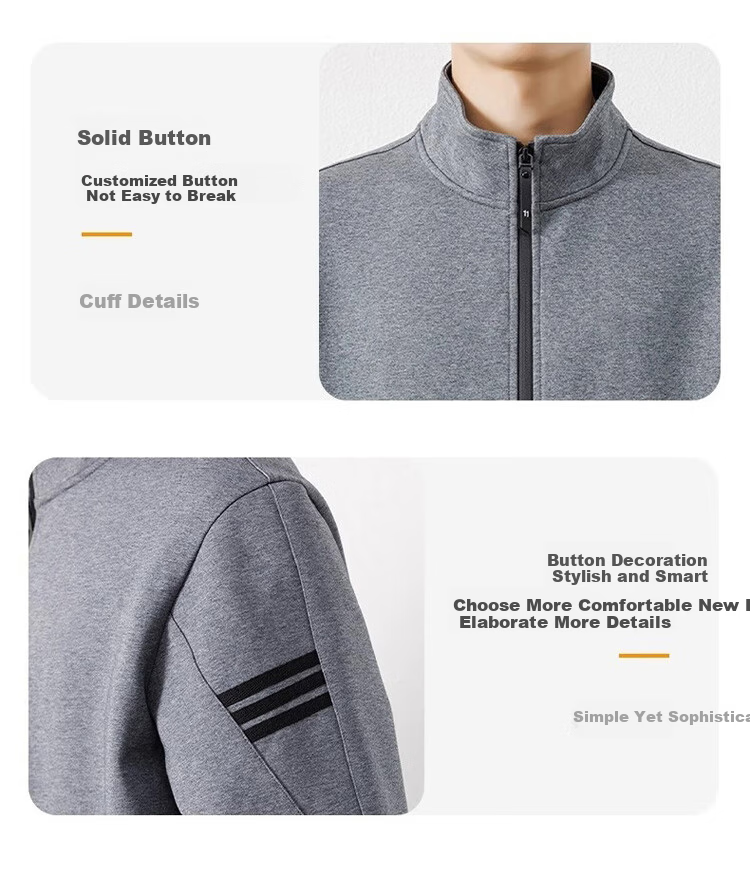 JEEP SPIRIT Men's Jacket, Autumn Sweatshirt, Casual Sports Stand-Collar Outerwear, Gray, XL 1