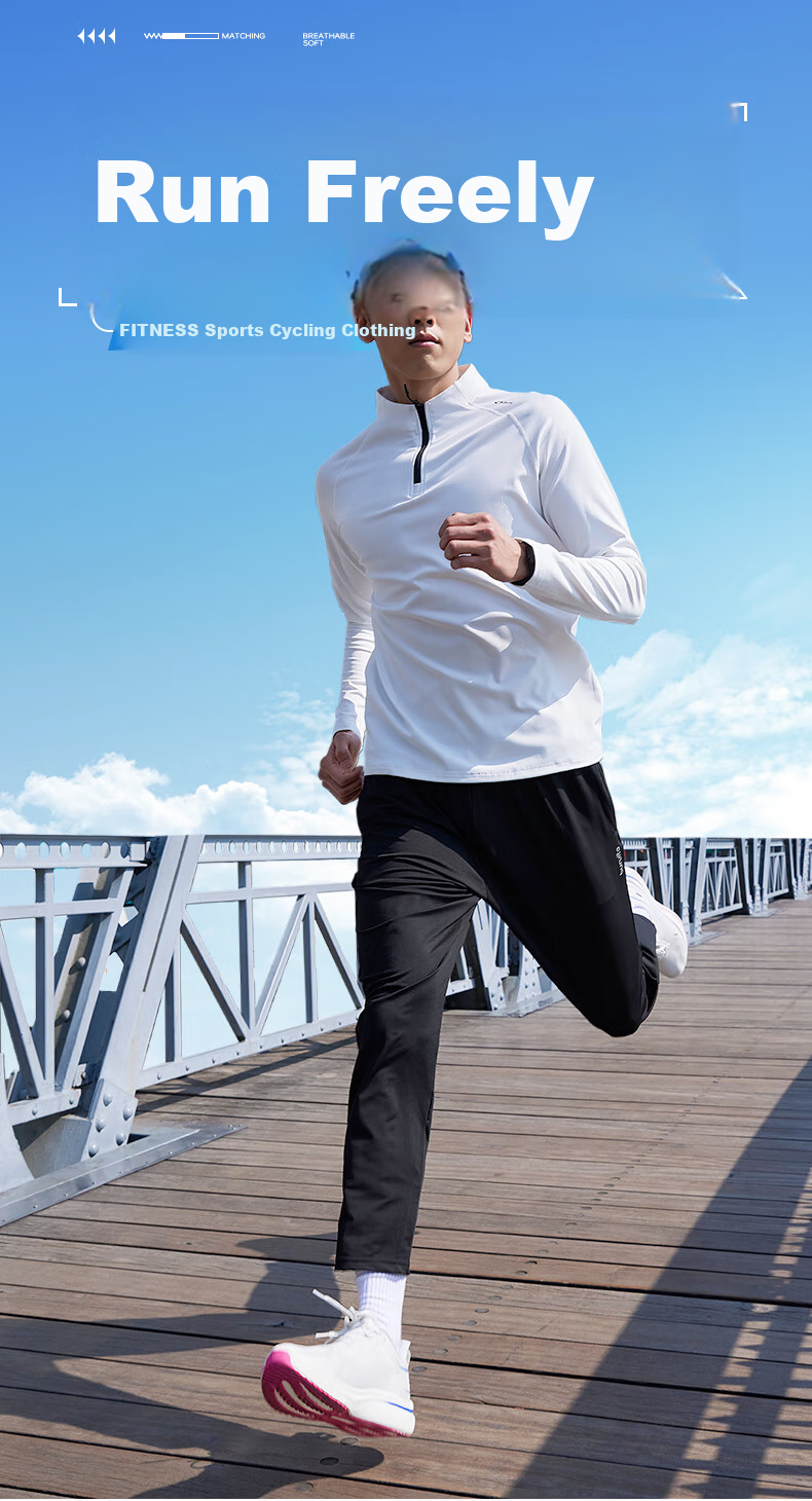 BURUITE Fitness Wear for Men, Running Sportswear Set, Badminton Outfit, Basketball Quick-Dry Clothes, High-Elasticity Training Morning Jogging Suit, Cycling Apparel 1