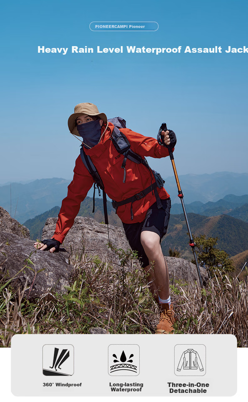 Pioneer Camp Lin Xinyue Same Style Zhuque Windbreaker Jacket for Men, Three-In Fleece Inner Layer, Outdoor Waterproof And Windproof Hiking Mountaineering Clothing 1