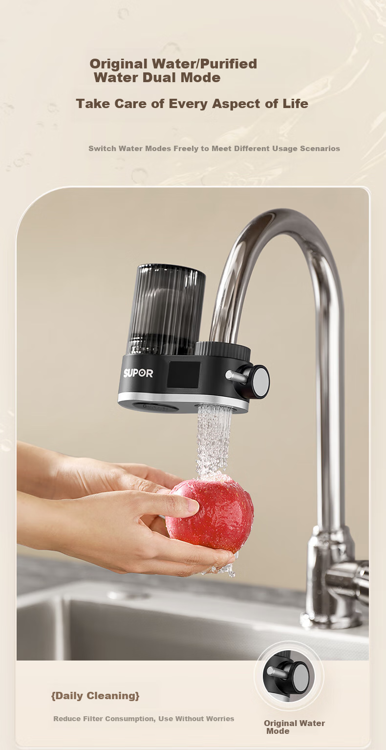 SUPOR Faucet Filter Cartridge, Replacement Indicator, Washable Filter Element, Chlorine Removal And Scale Prevention, 1 Machine with 4 Cartridges, Household Water Purifier, Kitchen And Bathroom Tap Water Filter, C25 Single Cartridge 3