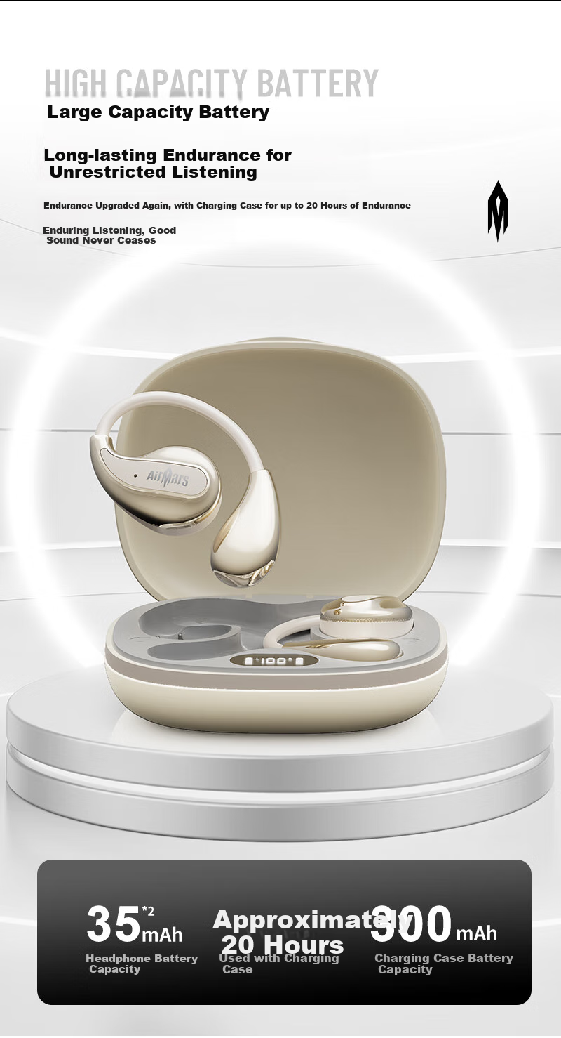 AIRMARS FORSMARTPHONE Bluetooth Headphones, Wireless Earphones, In-Ear Style, Active Noise Cancellation, Stereo Surround Sound, Long Battery Life, Bone Conduction Concept, Compatible with Apple And Huawei, ABO13, Off-White 10