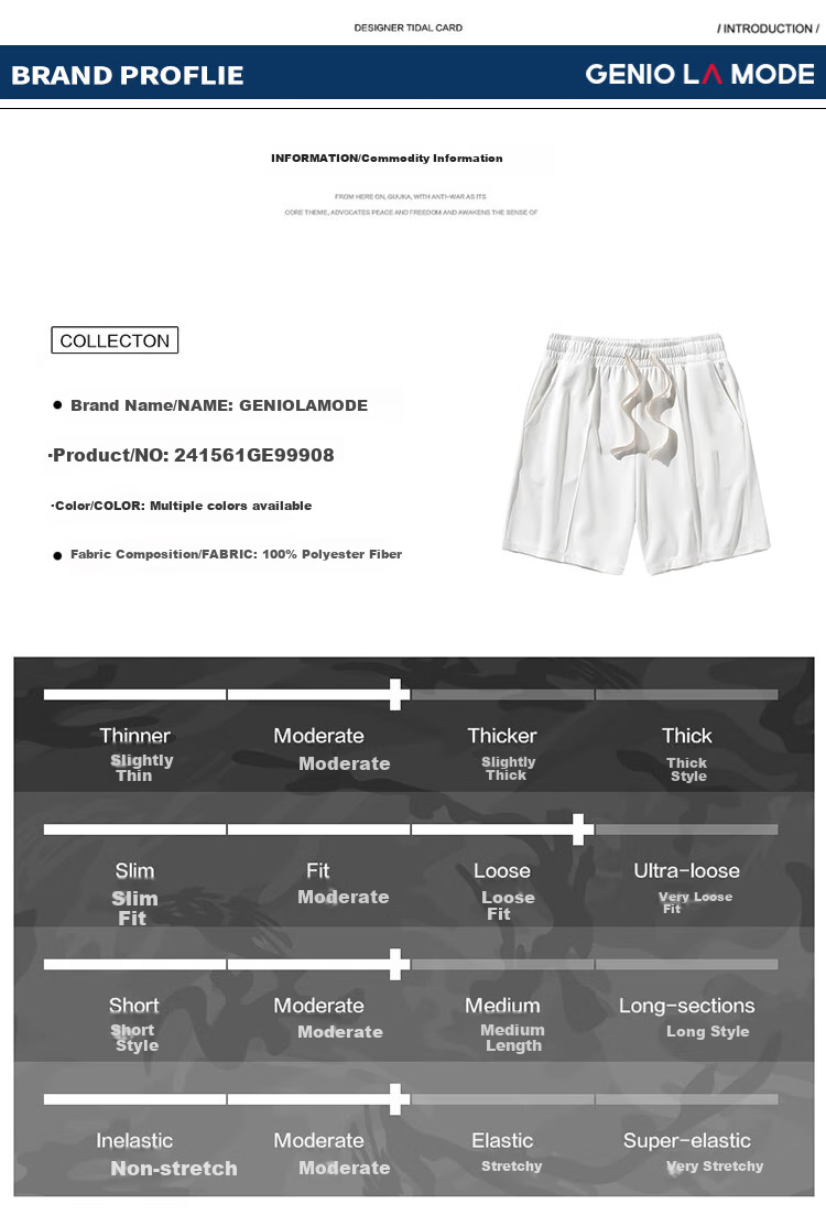 GENIOLAMODE Men's Shorts, Summer Lightweight Trendy Five-Point Pants, Loose Casual Sports Fashion Shorts for Me 3