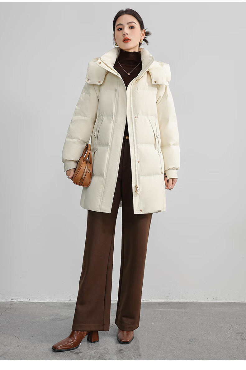 Yalu Long down Jacket for Women, 2026 New Style with Detachable Hood, Windproof, Warm, Fashionable, Thickened Autumn And Winter Coat 15