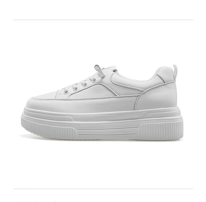 Kangnai Women's Casual Shoes, Spring And Summer Thick-Soled Heightening Sneakers, Academic Style, Solid Color, Breathable And Comfortable White Shoes, White, Size 40 4