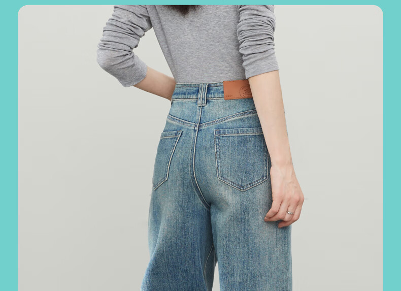 ESE-Y Straight-Leg Jeans for Women, New Spring 2025 Wide-Leg Trousers, Vintage Blue, Size 25 21