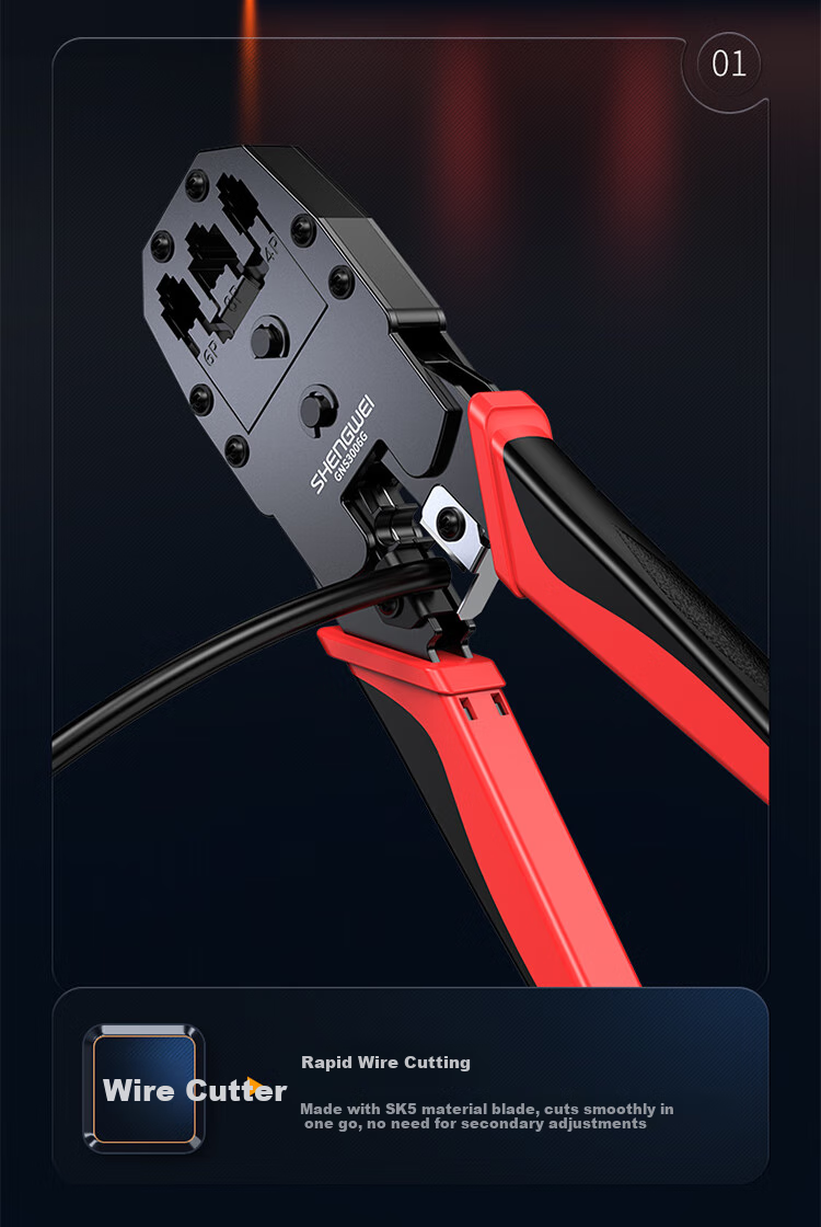 Shengwei Network Cable Crimper, Network Telephone RJ45 Crimping Tool, 6P/8P Two-In Multifunctional Labor-Saving Wire Stripper And Crimping Tool Set NS-360 5