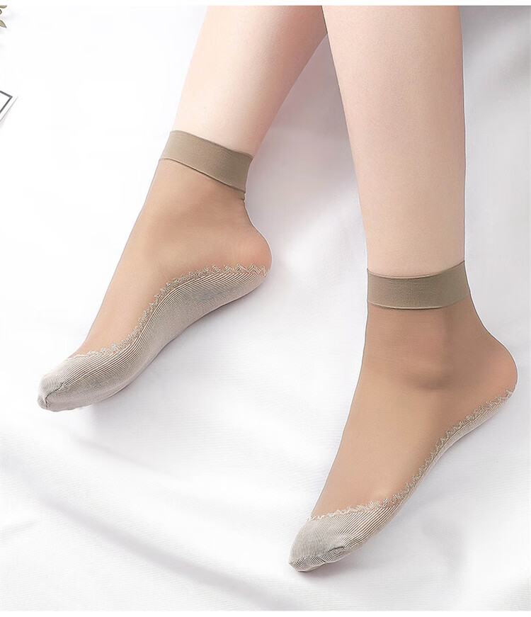 LangSha Silk Stockings, Short 6 Pairs, Spring And Summer Thin Style Women's Socks, Flesh Color Mid-Calf, Reinforced Sole, Non-Slip Short Socks, One Size Fits All, 6 Pairs Per Pack 14
