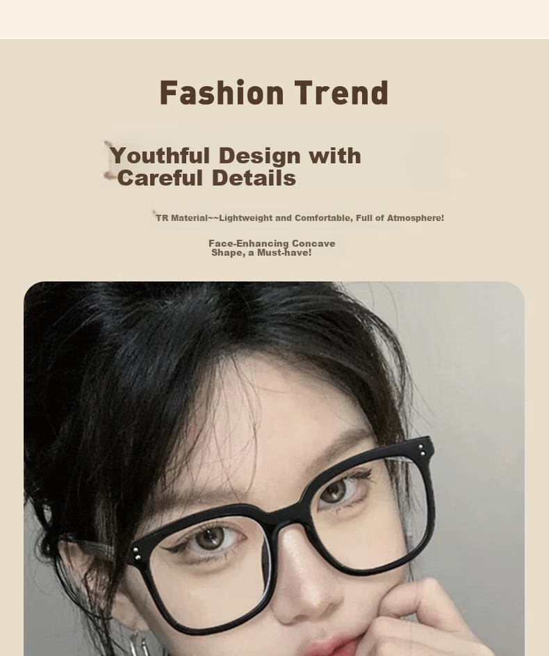 Boshide Blue Light Blocking Glasses, Non-Prescription Lenses, Fashionable Large Frame to Make Face Look Smaller, Bare-Faced Beauty Essential for Women And Men, Black Frame, Glossy Black 3