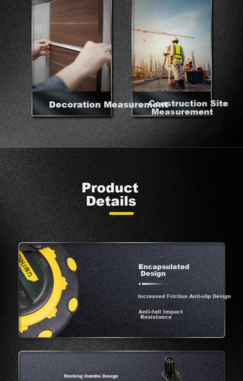 Deli 50-Meter Triple-Speed Fiber Tape Measure, Playground Box-Type Leather Tape Measure, Flexible Ruler, Telescopic Ruler, Engineering 50m 7