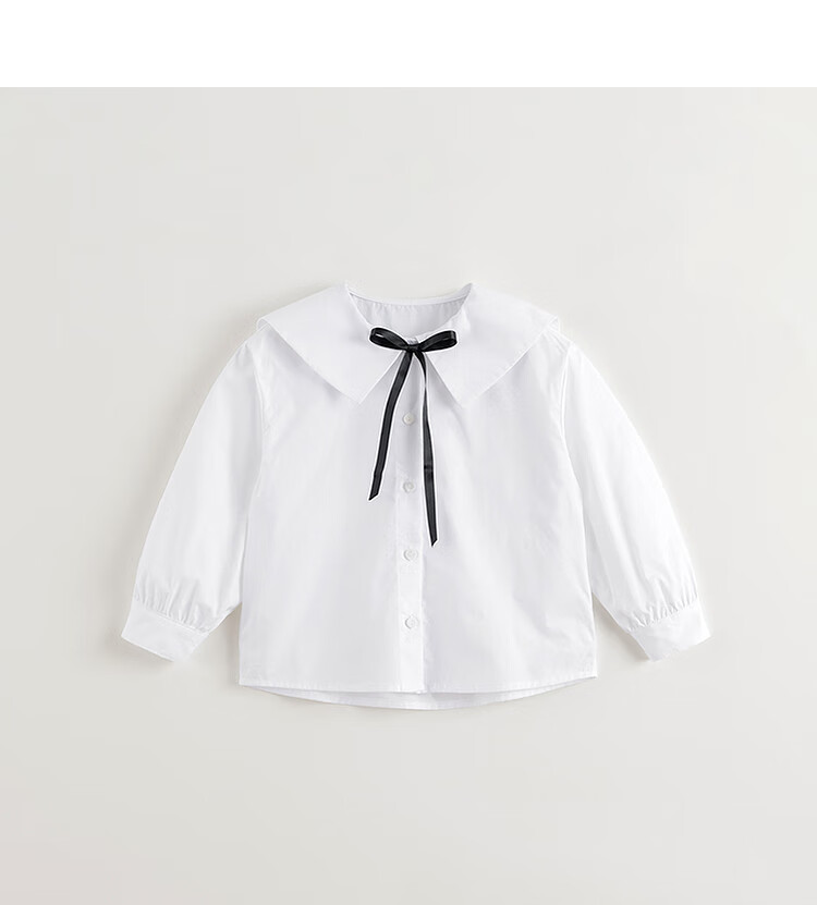 MARC&JANIE Girls' Butterfly Bow Collar Shirt, Children's Pure Cotton Blouse, Spring 2026 Collection, 250173 6