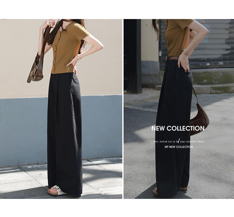 MT American Street Style Denim Jeans Spring Autumn Simple Loose White Cotton Wide-Leg Pants Off-White L 13