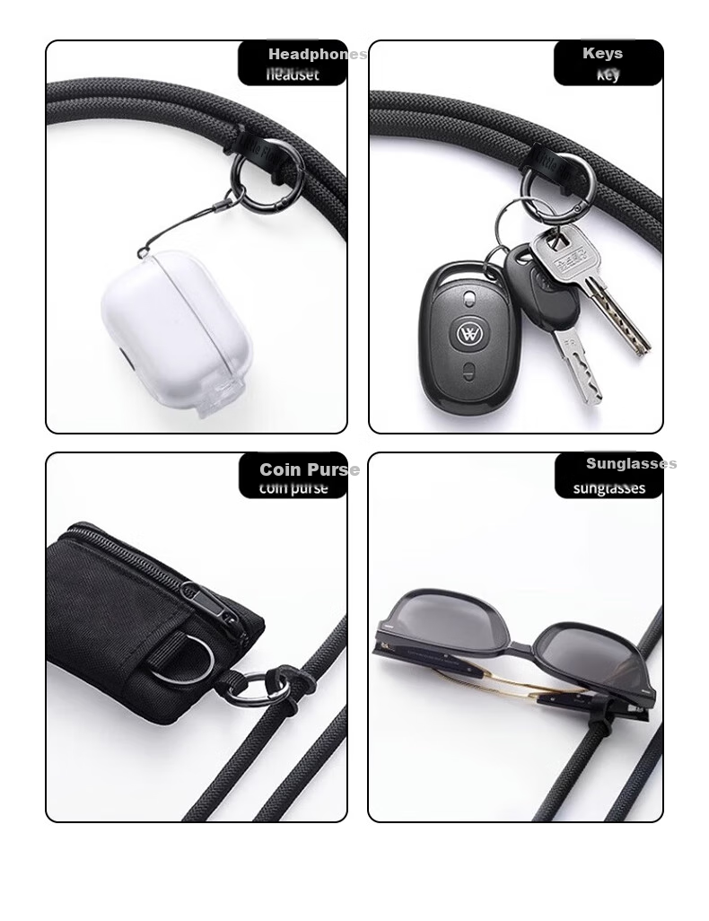 ALittleFlower Phone Lanyard Neck Strap Crossbody Thickened Accessory Case Outdoor Anti-Theft Cord Sports Travel Hiking Camera Phone Chain Strap Suitable for Huawei Mate80/X7 Series Black Long 5