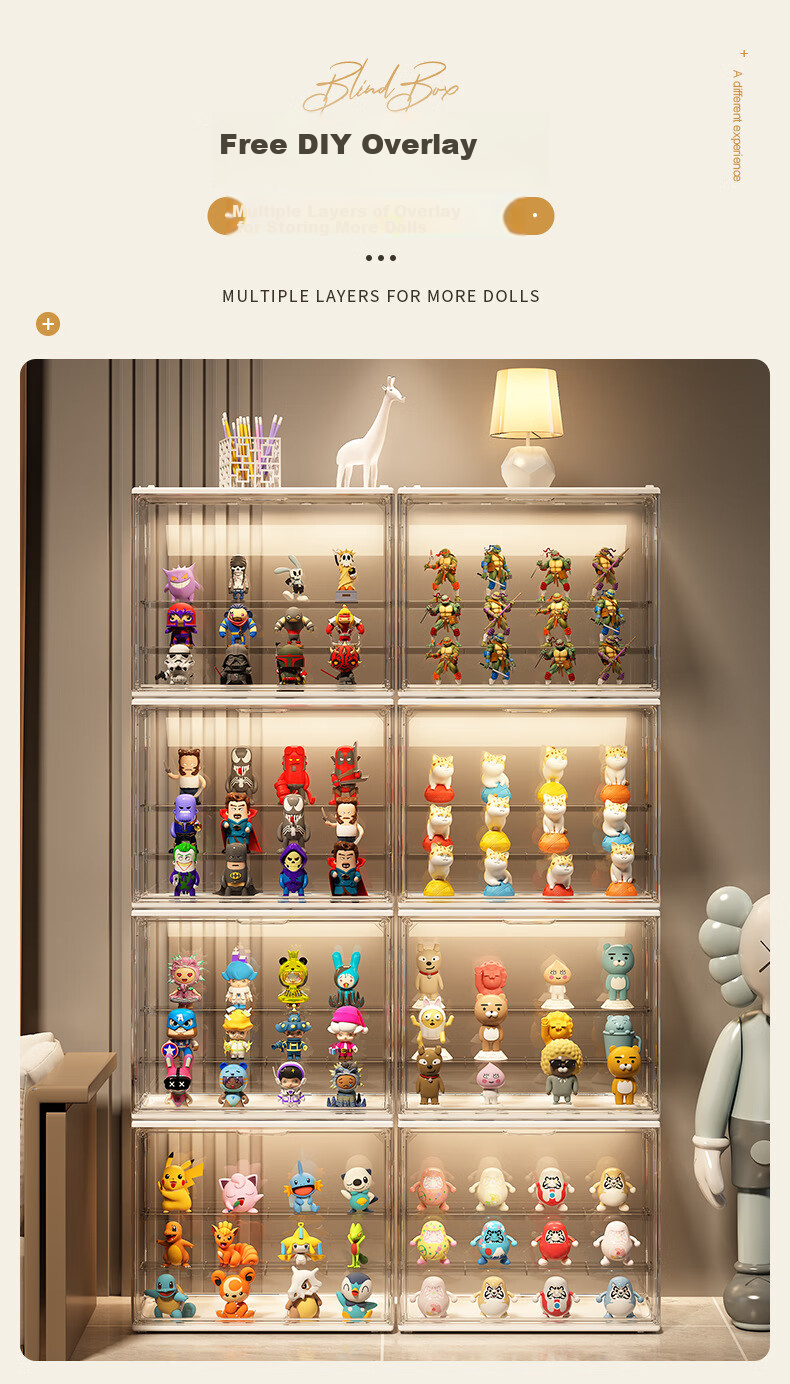 Anerya Action Figure Storage Box, Pop Mart Blind Box Display Case, Toy Display Stand, Transparent Three-Step 1-Piece Set 4