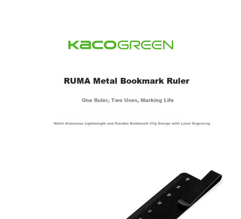 KACO Metal Bookmark Ruler, 15cm Multifunctional Straight Ruler, Office Supplies, Measuring And Drawing Ruler, Black, 1 Piece/bag, K1406, Stylish Design, Precise Scale, Rounded Edges, Back-To Seaso 1