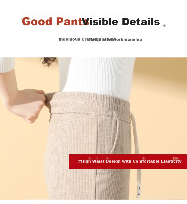 Meishi Women's Casual Pants Autumn Winter Fleece Lined Thickened Loose Straight Leg Wide Leg Trousers New 8317H Wheat 4XL 8