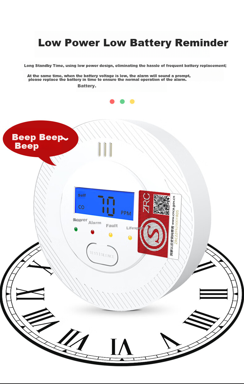 PGST Carbon Monoxide Alarm, CO Detector, Coal Boiler Charcoal Warning Device, Gas Leak Detection Alarm 9