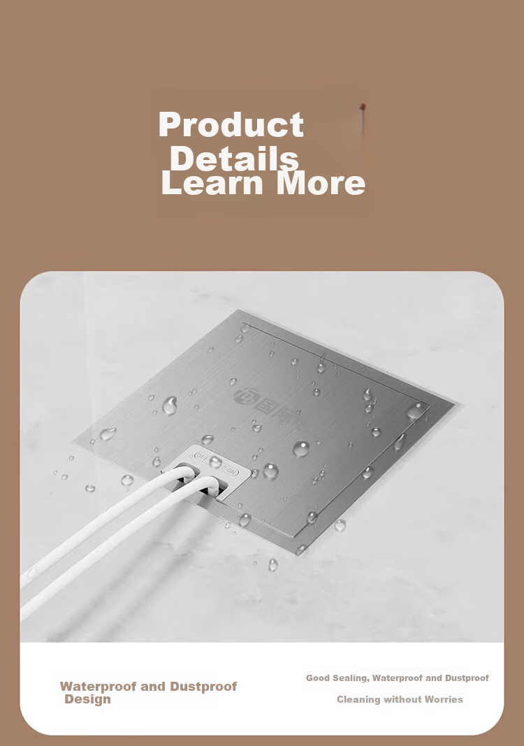 FDD Flat Invisible Floor Socket, Hidden Stainless Steel Waterproof Recessed Floor Socket, Ultra-Thin Floor Socket, Ten-Hole 11