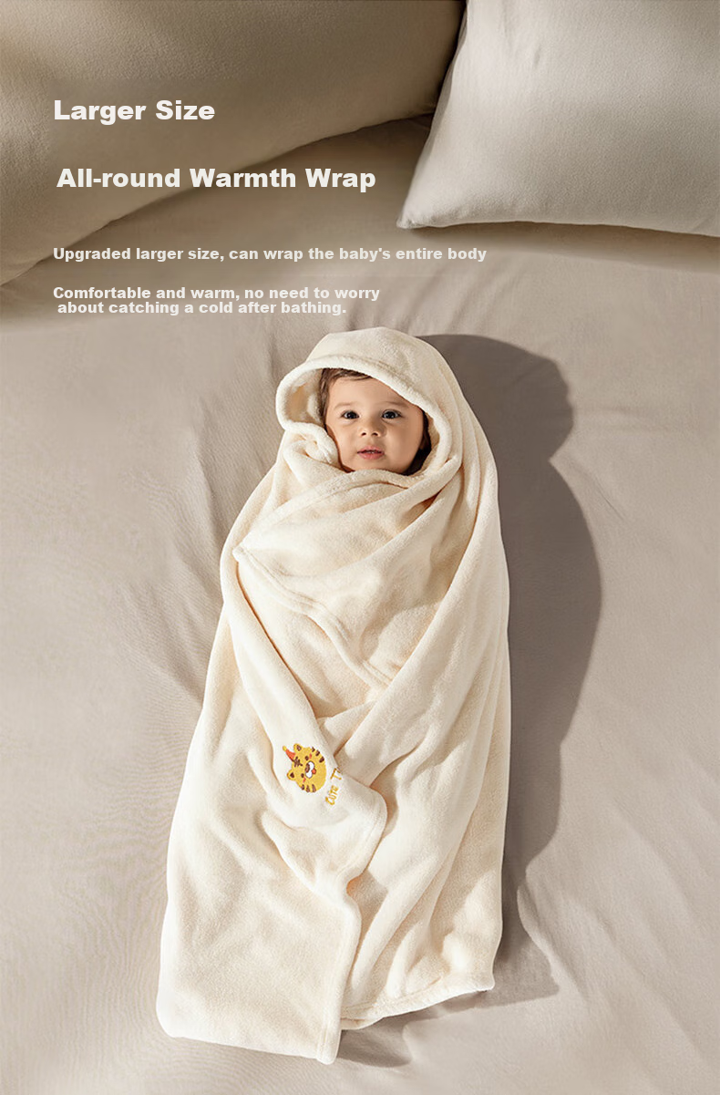 Xinandai Children's Bath Towel, Baby Bathrobe, Coral Fleece Bath Towel, Soft, Highly Absorbent, Quick-Drying, Baby Bath Towel, Infant Towel 4