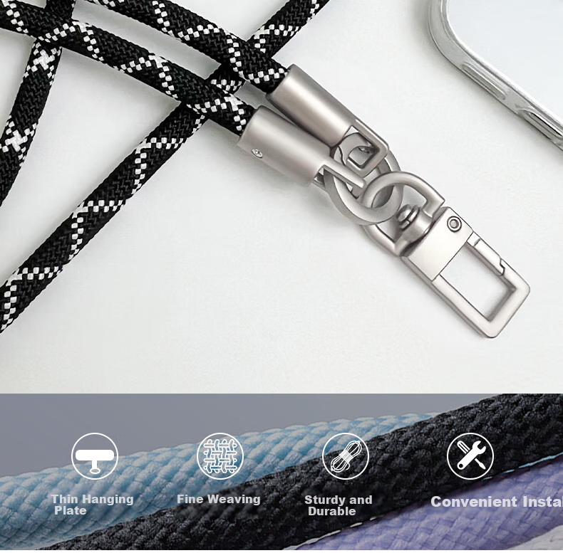 ALittleFlower Phone Lanyard Neck Strap Crossbody Thickened Accessory Case Outdoor Anti-Theft Cord Sports Travel Hiking Camera Phone Chain Strap Suitable for Huawei Mate80/X7 Series Black Long 1