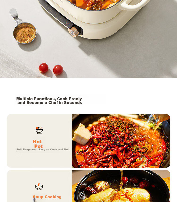 Joyoung Household Multi-Functional Pot, 6L Large Capacity, Detachable Electric Hot Pot, 10 Heat Settings, Non-Stick Inner Pot, Electric Cooking Pot HG60-G850 17