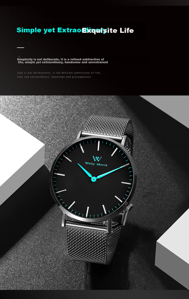 Welly Merck Swiss Watch, Business Quartz Men's Watch, Waterproof Birthday Gift 9