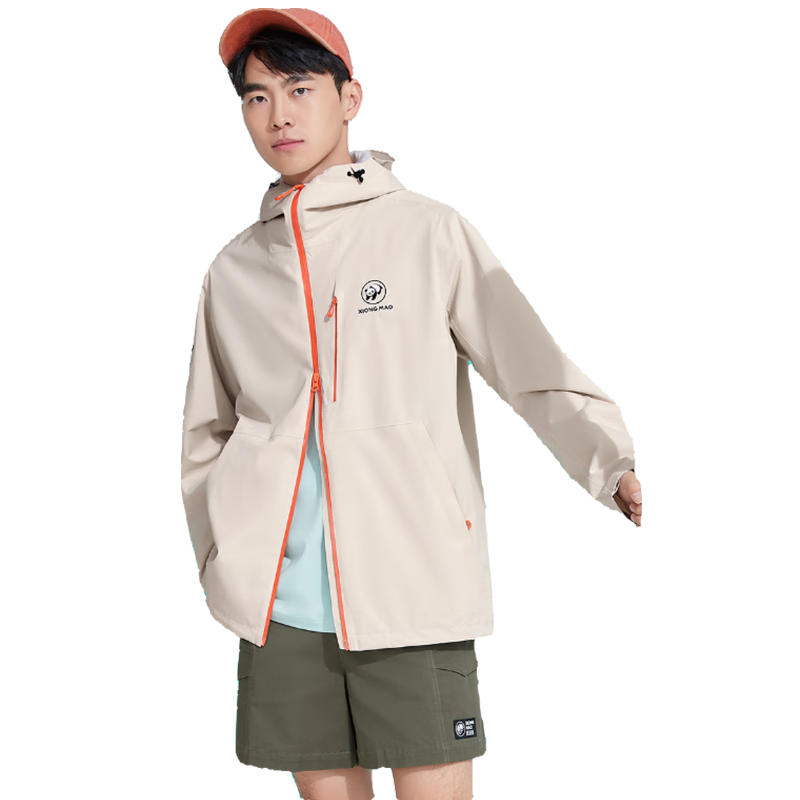 CAMEL Panda Series Outdoor Jacket for Men, Triple Protection, Lightweight Windproof Short Coat A15BA6B115 Oak Gray L