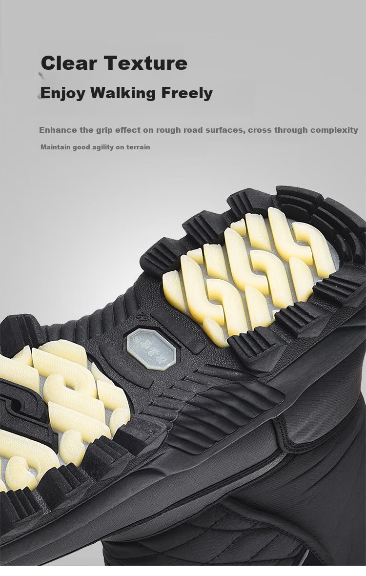 Yijiabao Snow Boots for Men, Winter Men's Shoes, Fleece-Lined for Warmth, Waterproof, Northeast Travel Shoes, Cowhide Sole Non-Slip Shoes, Black, Size 40 11