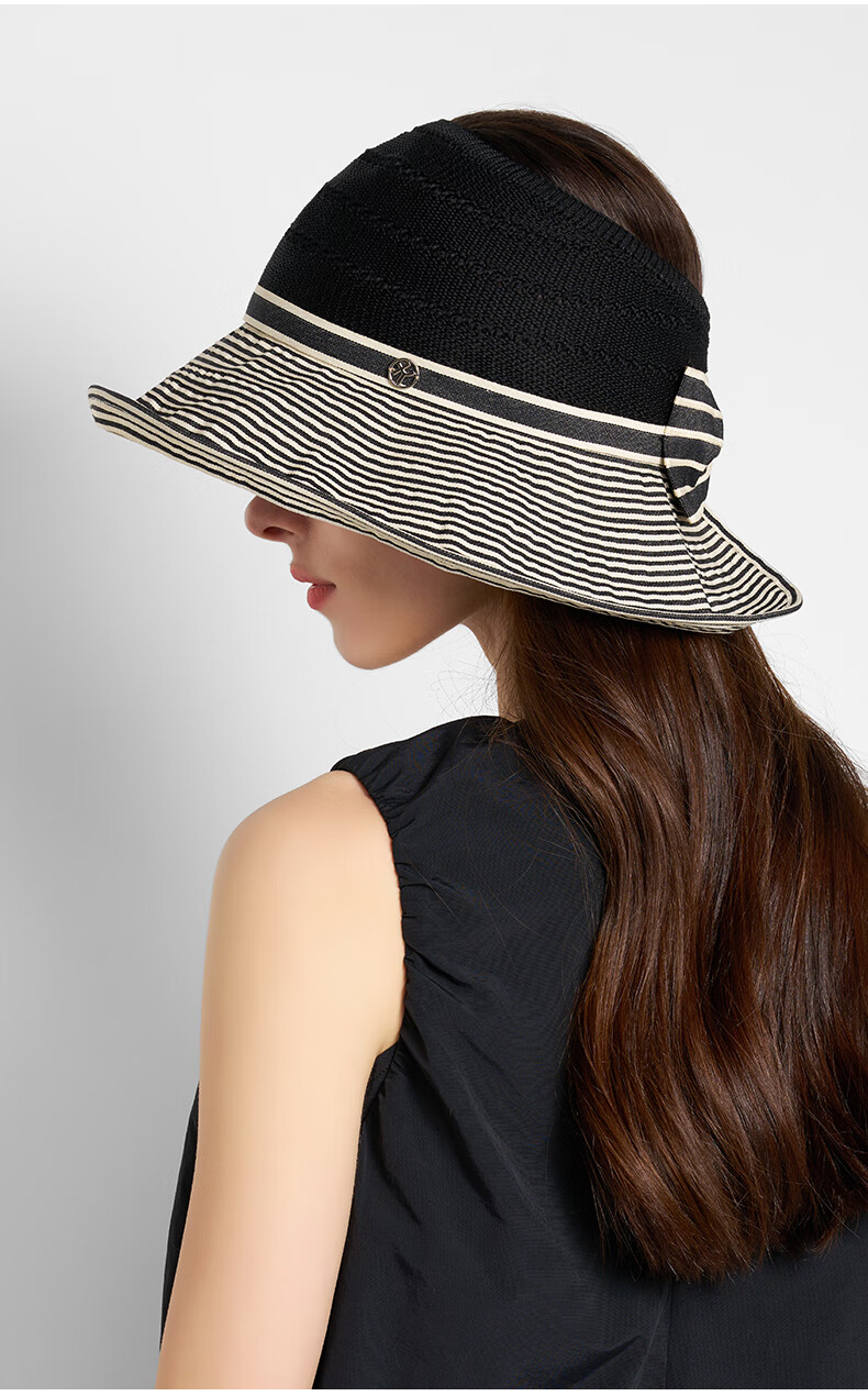 Kenmont Spring Summer Half-Top Wide Brim Full Coverage Sun Hat for Women Face Shield Striped Ponytail Vacation Sun Hat 6201 5
