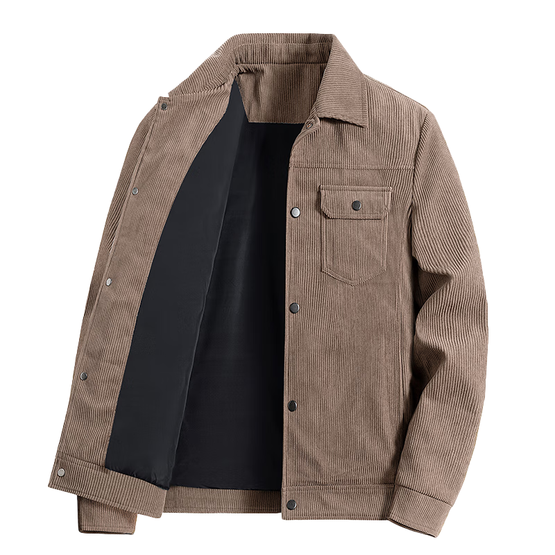 ROMON Men's Jacket, Spring And Autumn Trendy Lapel Solid Color Top, Business Executive Corduroy Coat for Men, 2270 Army Green 2XL