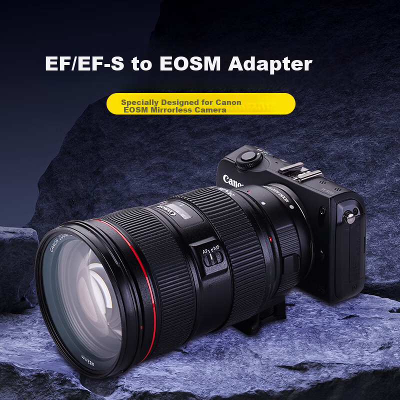JIAHUACAI EF-EOSM Adapter Ring for Canon M50 M3 M100 M6 II Mirrorless Cameras, EF DSLR Lens, Small Phlegm Cup Adapter, Auto Focus, Canon M Mount