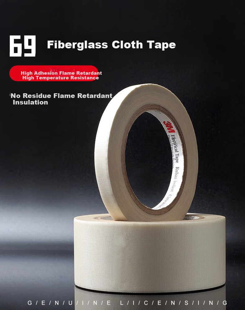 3M Glass Cloth Tape, Heat-Resistant Single-Sided Tape, Insulating Tape, 1 Roll (20mm*3 3M) 69# 3