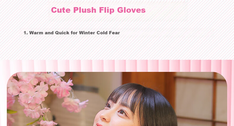 677888 Flip-Top Gloves for Women, Winter Student Cute Cycling Warm Half-Finger Christmas Gift for Girls Birthday Present 3