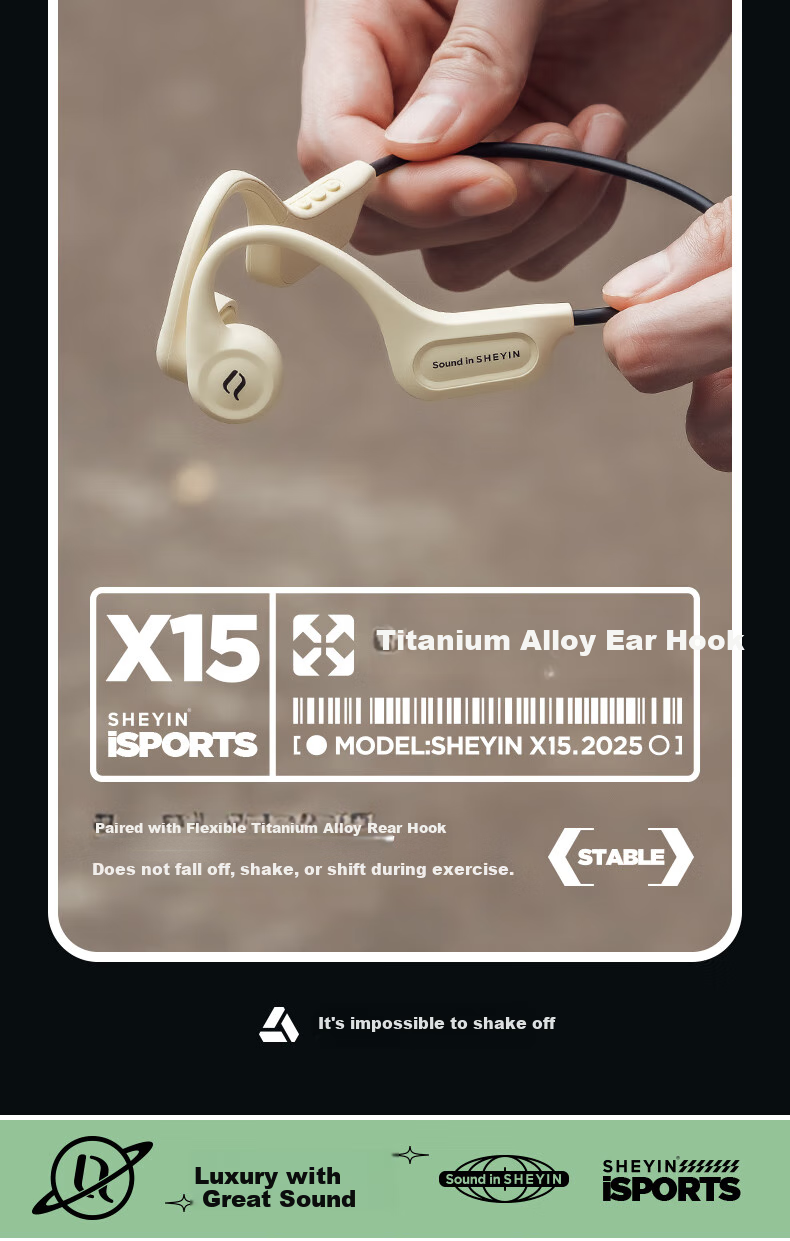 SHEYIN Berlin Voice [Bone Conduction] X13 Bone Conduction Bluetooth Headphones, Open-Style Wireless Outdoor Sports Running Fitness Cycling Specialized Non-In Cloud White Standard Versio 13