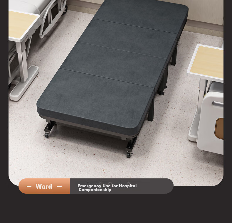 Leaijia Folding Bed, Office Nap Bed, Single Home Use Bed, Luxury Portable Coir Mattress, Hard Board, Four-Fold Accompanying Care Bed 15