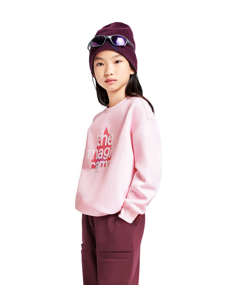 Annil Children's Clothing, Boys And Girls Long-Sleeve Sweatshirt, 2024 Autumn New Sports Printed Outdoor Warm Loose Fit, Off-White, Size 110 12
