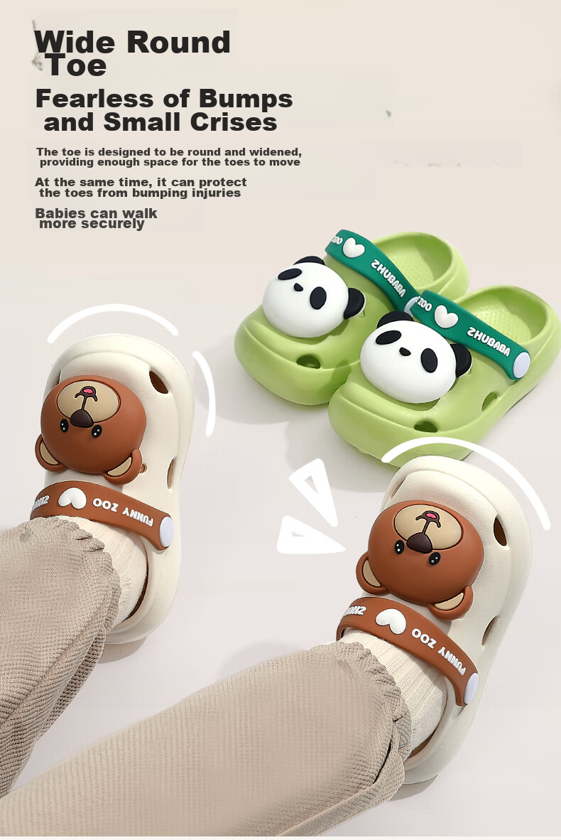Zhubaba Children's Slippers, Girls' Baby Summer Indoor Non-Slip Boys' Bath Beach Little Rabbit Crocs, Beige, Size 130 7