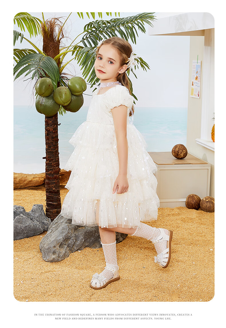 SNAFFY Kids Girls Princess Sandals Summer Fashion Soft Sole Comfortable Crystal Shoes Vanilla White Size 29 5