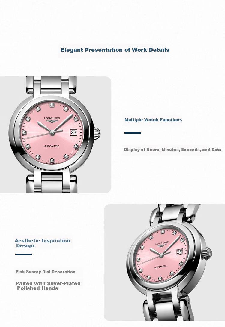 LONGINES Swiss Watch, Heart Moon Series, Ladies' Steel Strap Mechanical Watch L81134996 4