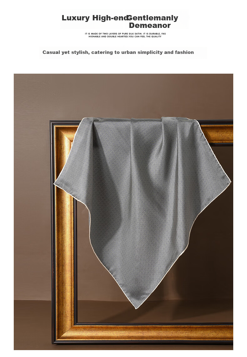 Hangsifu Silk Scarf, Square Scarf, Neck Warmer, Business Casual Tie, Gift for Husband Or Father on Birthday Or Holiday, Brow 10