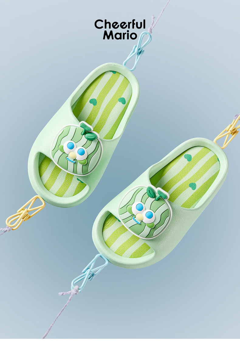 Cheerful Mario Parent-Child Children's Slippers, Summer Boys Girls Indoor Home Bathroom Cute Soft-Soled Cartoon Sandals, Family of Three 8